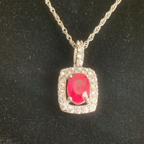 🔥GENUINE RUBY & WHITE SAPPHIRE STERLING NECKLACE - Picture 7 of 9